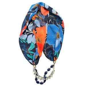 Tropical Floral Scarf with Beads
